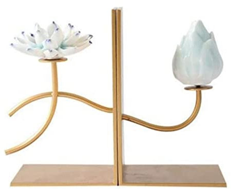 YOOPKA Serre Livre Original Serre-Livres en Céramique Lotus Base en Métal Serre-Livres Bureau Bureau Bouchons Créativité Serre-Livres Calle Livres