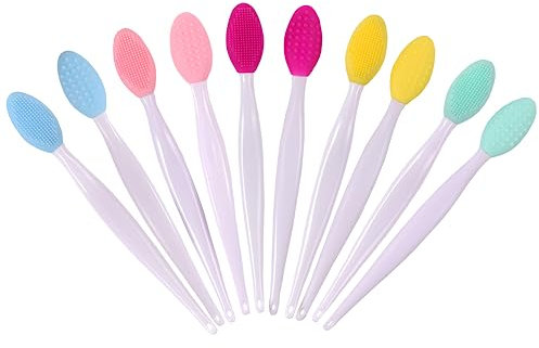 10pcs Silicone Lip Brush Esfoliante Naso Pulito Spazzola di Rimozione dei Punti Neri con Sostituzione Testa Lavaggio Viso Spazzola Strumenti