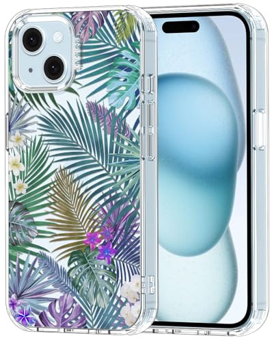 MOSNOVO Case for iPhone 15, [Buffertech 6.6ft Military-Grade Drop Protection] [Anti Peel Off Tech] Clear TPU Bumper Phone Case Cover Design - Tropical Rainforests
