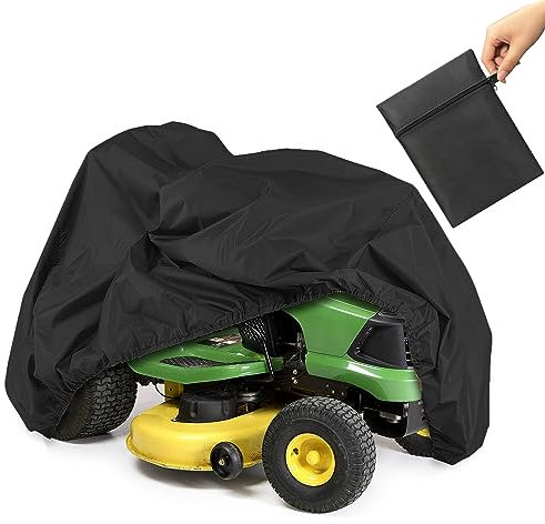 PRELGOSP Copri Tagliaerba per Esterno, Telo Copri Rasaerba Impermeabile 210D Oxford, Copertura per Tosaerba Trattorino, Antipolvere Resistente Ai Raggi UV,140x66x91cm