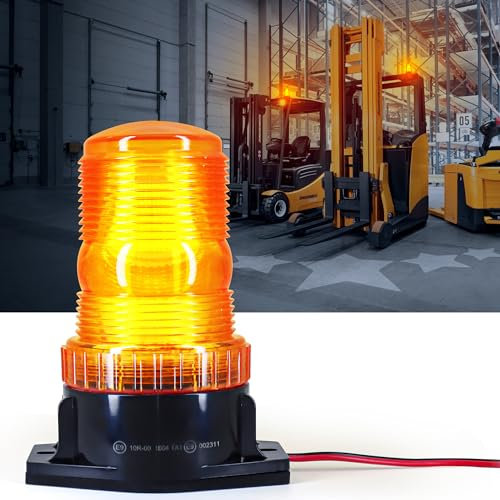 Fxlpower LED Rundumleuchte Gelb Warnleuchte, 10-110V Gabelstapler Stroboskoplicht, Dach Sicherheitsleuchte für Rasenmäher, ATV, LKWs, Traktoren, Golfwagen
