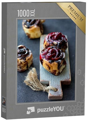 Puzzle 1000 Teile XXL „Süße Brötchen mit Kirschen und Karamellglasur“ – aus der Puzzle-Kollektion Essen und Trinken