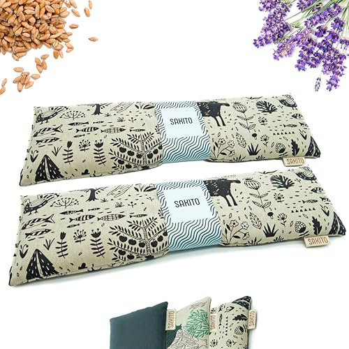 2 (pcs) Bouillotte Micro-onde (42x12 cm) - Coussin Chauffant Micro onde - Boillotte Lombaire - Bouillotte Grain de Lin - Bouillotte Seche - Coussin Cervical Noyau de Cerise - Blé et Lavande