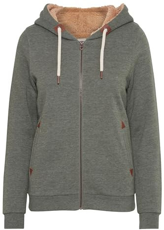 OXMO OXVicky Pile Sweat Zip-Hoodie Damen Sweatjacke Cardigan Sweatshirtjacke mit Teddy-Futter Reißverschluss Eingrifftaschen Regular fit, Größe:M, Farbe:Climb Mel (7987853)