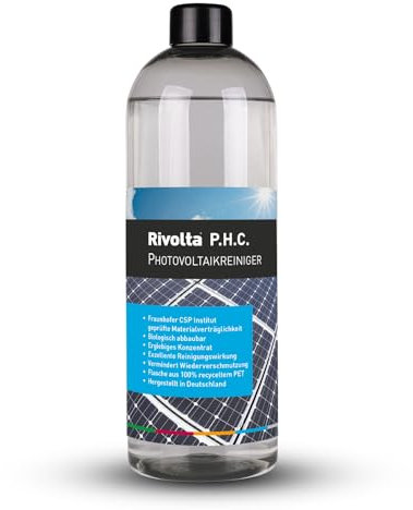 Rivolta P.H.C. Solar & Photovoltaik Reiniger, 750 ml Reinigungskonzentrat, für ca. 80 qm PV Module, Balkonkraftwerke uvm., materialverträglich, steigert die Effizienz, verringert Wiederverschmutzung