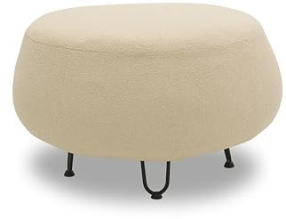 DOMO. collection Outdoor Polsterhocker Langeroog, wetterfester Hocker, rund mit Metallfüßen, Gartensofa, Gartenmöbel, Outdoor-Möbel, 78 x 78 x 46 cm (BxTxH), beige