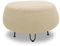 DOMO. collection Outdoor Polsterhocker Langeroog, wetterfester Hocker, rund mit Metallfüßen, Gartensofa, Gartenmöbel, Outdoor-Möbel, 78 x 78 x 46 cm (BxTxH), beige
