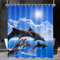 Lerores Duschvorhang 200x200cm Delphin, Beschwerter Saum Antischimmel Textil, Wasserabweisend, Waschbar Polyester Stoff Badevorhänge mit 12 Ösen und Duschvorhangringe für Badezimmer, Badewanne