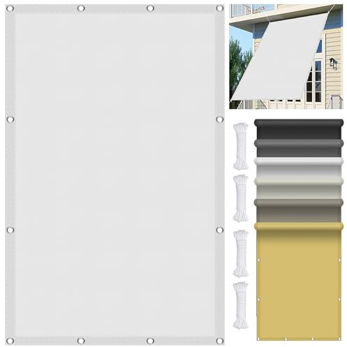 Voile d'ombrage Rectangulaire 2.5 x 5 m Imperméable Protection UV 98% Toile d'ombrage Pergola avec Oeillets et Cordons pour Patio Jardin Terrasse, Blanc