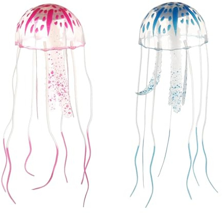 RUIENGCOMM Aquarium-Quallen-Dekoration, bunte Quallen, Ornament mit Leuchteffekt, leuchtende Ellyfish Aquarium-Dekorationen für verschiedene Aquarien, 2 Stück