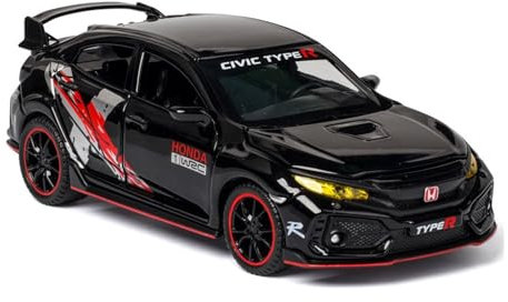 EMRGAZQD Motorfahrzeuge Replika Auto Simulations-Rennwagenmodell 1:32 for Honda Civic Type-R-Legierung Diecast Pull-Back-Spielzeugfahrzeug Geschenk Originalgetreue Nachbildung (Color : Black)