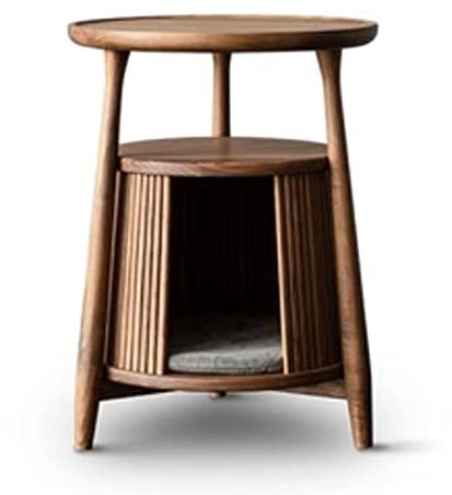 Couchtisch Massivholz-Beistelltisch mit kleinem Katzenhaus, Katzenbett, Beistelltisch, Nachttisch, Couchtisch mit Katzenbett, Katzenwohnungen for Wohnzimmer, Schlafzimmer, Balkon, Familie und Büro Kaf