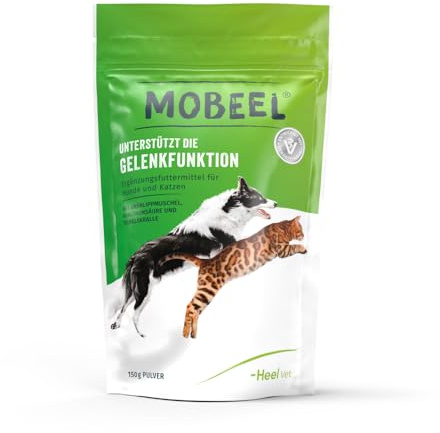 Mobeel Pulver 150 g für Hunde & Katzen – Unterstützung der Gelenkfunktion | Verbessert die Beweglichkeit, schützt den Knorpel, erhöht die Bewegungsfreude, Mit Grünlippmuschel, Glucosamin & Chondroitin