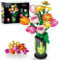 INSOON Set di bouquet di fiori con vaso e luce, 695 pezzi collezione botanica giocattolo da costruzione, pianta di tulipani rosa per ufficio decorazione per la casa, Natale, San Valentino, regalo di