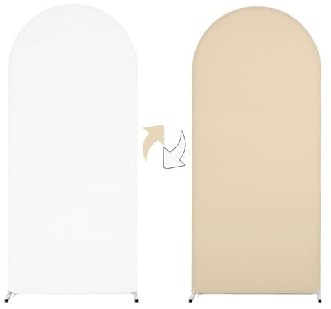 Mateju Hochzeit Bogen Hintergrund Abdeckung Zwei Farben Reversibel Bogen Hintergrundabdeckung für Geburtstagshochzeit Zeremonie Baby Dusche Party Dekoration (Weiß/Champagner,6.6ft (100x200cm))