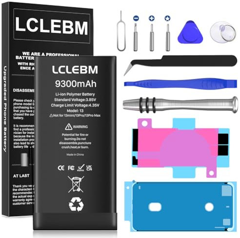 [9300mAh] Batterie pour iPhone 13, Nouvelle Mise à Niveau iPhone 13 Remplacement de la Batterie Haute capacité, A2635, A2634, A2633, A2631 avec kit de réparation Complet