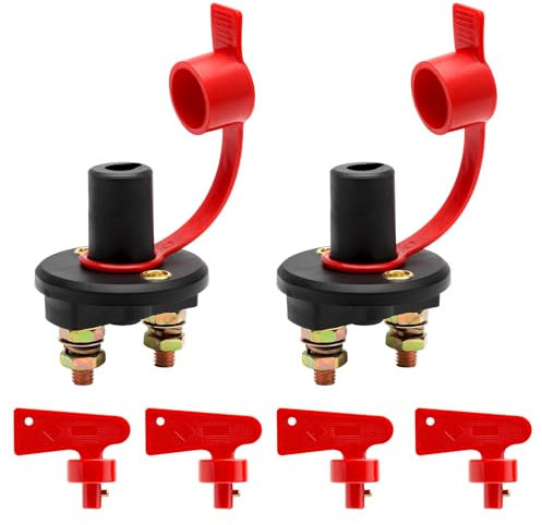 TNSLAND 2 Pièces Coupe Circuit Batterie 12V - 24V, Coupe Batterie 12V avec 4 Clés, Isolateur Interrupteur de Batterie avec Couvercle étanche pour Véhicule Bateau Voiture