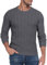 Hisir Mens Cable Knit Jumper UK Thick Crew Neck Pullover Winter Warm Long Sleeve Sweater (Dark Grey, XXL)