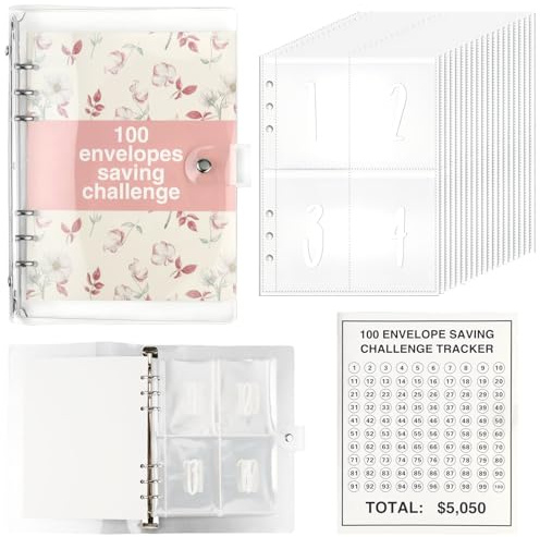 Budget Planner Deutsch, Budgetplaner, 100 Envelope Saving Challenge, Sparbuch, Budget Binder A5 Mit Challengers Tracker & Pre-numbered Taschen, Ringbuch Geld Challenge