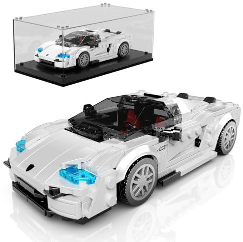 Mould King 27070 Technik Speed Champion Rennwagen Klemmbausteine CC850 Auto Bausteine Sportwagen Klemmbausteine mit Acryl Vitrine Modellautos zum Sammeln(388 Teile)