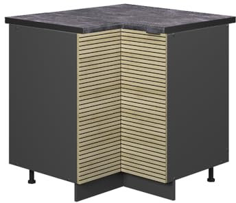 Vicco Eckschrank Fame-Line, Eiche Paneel, 80.5 cm, AP Anthrazit
