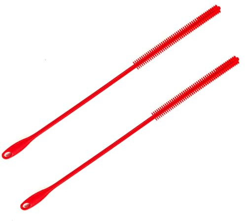 2Pcs Ergonomic Silicone Straw Brush Lightweight Bendable Pipe Brush Cleaners Reusable Extra Long Brush Pipe Cleaners for Pipe, Smoothie Straw Washing