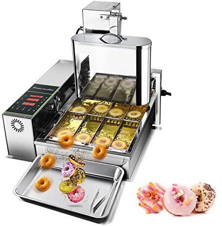 Automatische Donut -Maker -Maschine, 4 Zeilen 6L Hopper Commercial Digital Donut Frittyer, Donuts Make Machine Fritting Mini Donuts Maker Maker Maker Dicke Edelstahl 5,5 -L -Hopper 1750 Einheit/H