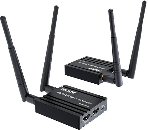 PremiumCord HDMI Extender Wireless Fino a 200 m, Full HD 1080p, HDMI 1.3, HDCP 1.4/2.2, Custodia In Metallo
