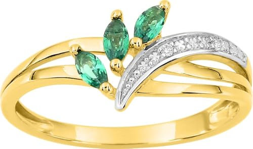 Bijouxenvogue Bague Plaqué Or Rhodié Zirconium Vert Taille 52