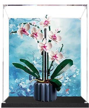 Vitrine en acrylique pour Lego 10311 modèle orchidée, 3 mm, résistante à la poussière, vitrine compatible avec Lego 10311 (modèle non inclus) (fond construit)