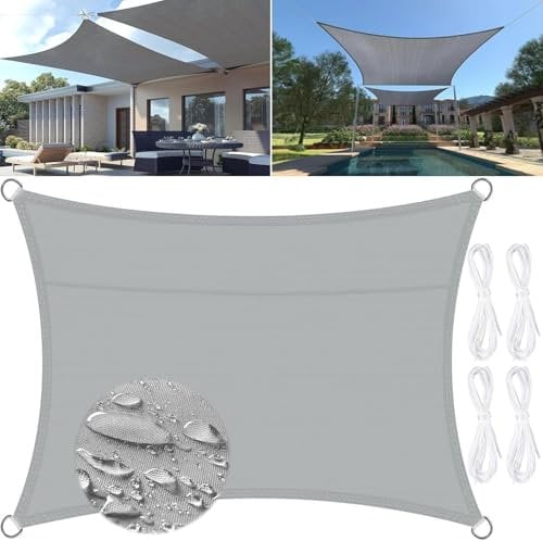 MTINRNI Toldo Vela de Sombra Impermeable,toldo de Vela Rectangular 2x3m,Toldos Exterior Terraza Protección Rayos UV para Exteriores, Jardin, Patio.(Gris
