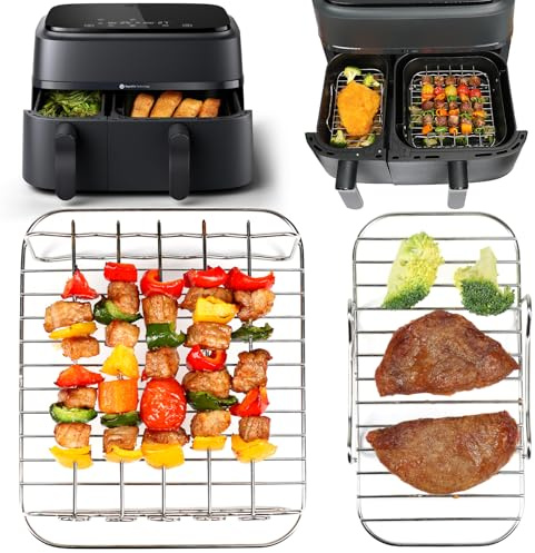 YQL 304 Edelstahl Airfryer Zubehör für Philips Airfryer Dual Basket 3L & 6L | Grillrost Heißluftfritteuse für Philips Dual Airfryer 3000/5000-Serie/Cookwise Heißluftfritteuse 3L & 6L, Air Fryer Racks
