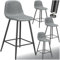 TecTake® Lot de 4 Tabouret Bar en Tissu Chaise de Bar avec Repose-Pieds Chaise Haute Cuisine pour îlot Central H92cm Rembourrée avec Dossier Tabouret Haut Cuisine comptoir Bar