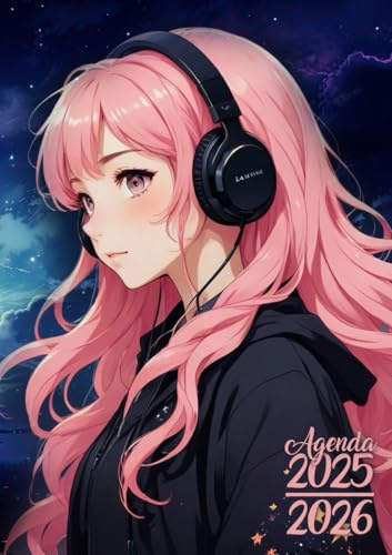 Agenda Scolaire 2025-2026: Fille Manga | Journalier (une page par jour) | 12x17 cm | Format A5 | Sept 2025 – juil 2026 | Collège, lycée & étudiant | ... & fille | Anime & Kpop | Espace & étoiles