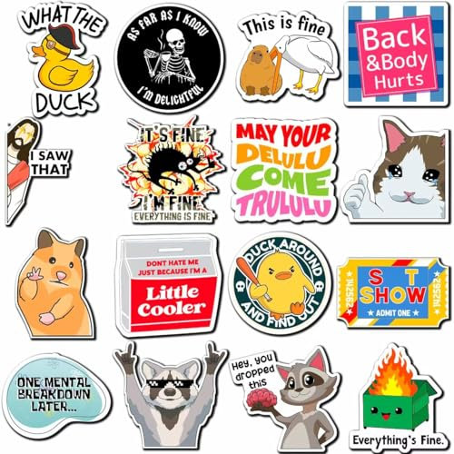 16 Pcs Reusable Funny Animal & Anime Words Fridge Magnets - Cute Refrigerator Decor for Home, Office, Car, Lockers Creative Gift Set for Kids, Adults, Anime Lovers