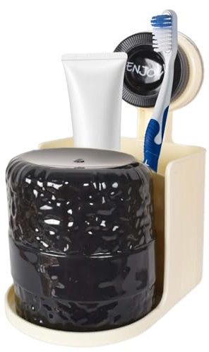 Support Brosse a Dent Ventouse, Porte Brosse à Dents Electrique sans Perçage, Accroche Brosse a Dent Murale, Amovible Organisateur Brosse a Dent de Salle de Bain (Noir)