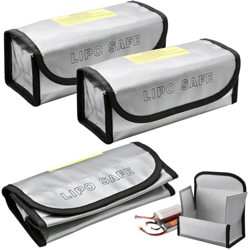 QITIXI:OU Lipo Safe Bag, 3 Stück Lipo-Sicherheitstasche, Feuerfeste Sicherheitsschutztasch, Feuerfest Explosionsgeschützte Akku Tasche, Akkus Lipo-Akku-Aufbewahrungsbox für Charge, Lipo Akku Tasche