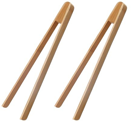 2 Stück Reusable Classic Bamboo Toast Tongs,Grillzange Holz,Bambuszange Toastzange,Bambuszange Holz Toastzange,Wiederverwendbare GrillzangeHolz,Küchenzange zum Kochen,Brot,Früchtetee und Gurken(25 cm)
