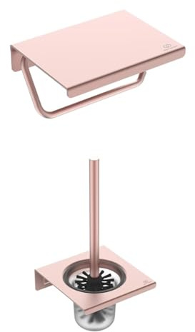 Set aus Ideal Standard BD592RO Alu+ Toilettenpapierrollenhalter + BD593RO Alu+ WC-Bürstengarnitur, Rosé