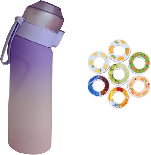 Boletonic Luft-Wasserflasche, BPA-frei, 650 ml, mit 7 Fruchtduft-Geschmacksrichtungen, auslaufsicher, Sport-Trinkflasche mit Strohhalm (Gradualmente púrpura)