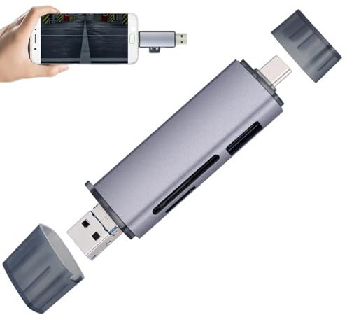 SD Card Reader USB C,Double Slots USB 3.0 Type C to Micro SD Card Adapter 2 in 1, USB C Micro SD Card Reader in Aluminum for SD,Micro SD/TF,Compatible with Laptop,PC,Digital Camera and So on