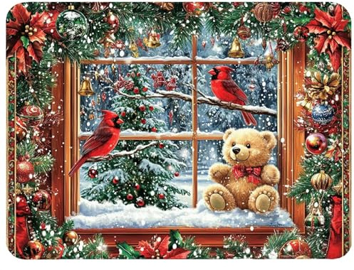 Mauspad 320 x 260 x 3mm, Weihnachten Mauspad Klein Roter Sperling Mousepad Schreibtischunterlage Kinder, Abwischbare Mousepad Mit Spaß Drucken Mustern für Schreiben Lernen Malen, Geschenke, Model974