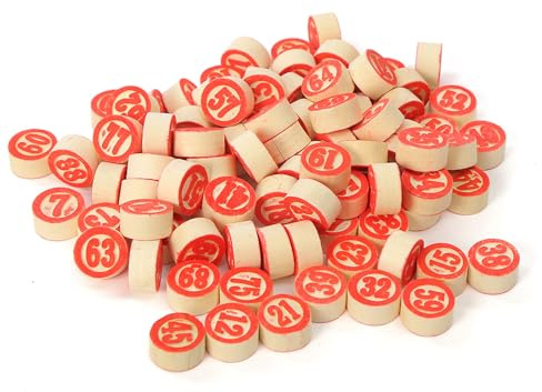 NiceNaiils Juego Bingo Lotería Tradicional, 90 Fichas Numeradas de 2 Caras Bingo, Fichas De Madera, Bingo Clasico Madera
