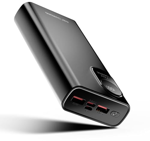 Batterie Externe 58800mAh Grande Capacité, Charge Rapide 22.5W PD, 2 Ports USB-A + USB-C (Entrée/Sortie) + Micro, Affichage LED, CE Certifié, Charge 2 Appareils, pour iPhone 17/16/15 (Noir)