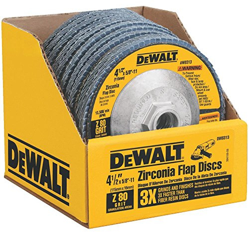 DEWALT Flap Disc, Zirconia, 4-1/2-Inch by 5/8-Inch-11, 80-Grit (DW8313)