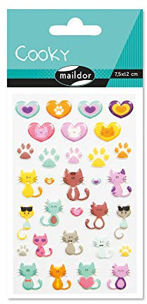 Maildor 560500C Packung mit Stickers Cooky 3D (1 Bogen, 7,5 x 12 cm, ideal zum Dekorieren, Sammeln oder Verschenken, Katze) 1 Pack