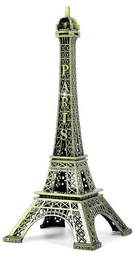sourcing map Eiffelturm Miniatur Modell Dekoration 18cm Hoch Bronze Ton