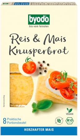 Byodo Bio Reis und Mais Knusperbrot, knusprig & glutenfrei, vegan, ideal für Frühstück & Zwischenmahlzeiten, reich an Ballaststoffen, 6x160g Packung - Gesunde Ernährung, leicht verdaulich