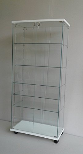Vitrine en verre ABS avec 5 étagères réglables, vitrine en verre, noir ou blanc, grand modèle, classique, robuste, pour la salle à manger
