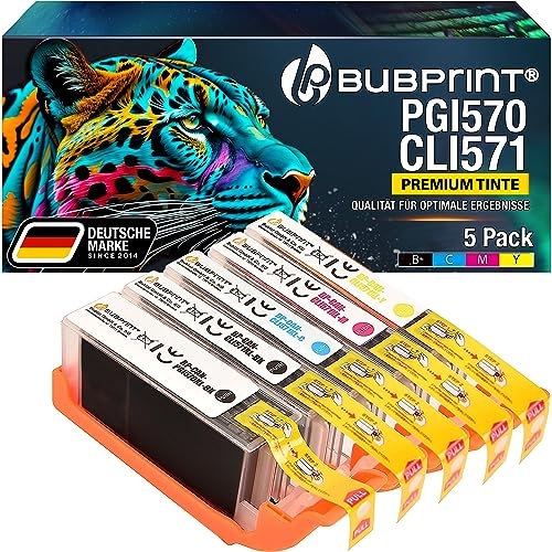 Bubprint 5 Druckerpatronen kompatibel als Ersatz für Canon PGI-570 CLI-571 XL für Pixma MG5700 MG5750 MG5752 MG5753 MG6850 MG6852 MG7750 TS5000 TS5050 TS5053 TS5055 TS6050 TS8050 Multipack